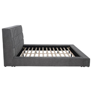 English Elm Oliver Grey Tufted Upholstered Eastern King Bed with LED Headboard and Storage Console B062S02051