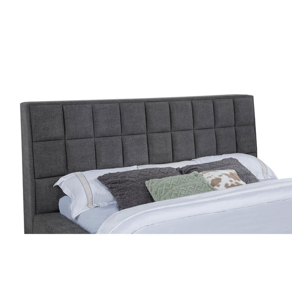 English Elm Oliver Grey Tufted Upholstered Eastern King Bed with LED Headboard and Storage Console B062S02051