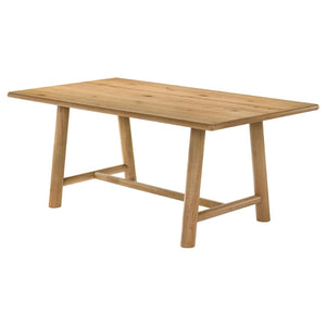 English Elm Lytton Knotty Oak Veneer Trestle Dining Table Seats Six Modern Farmhouse Style B062S02052