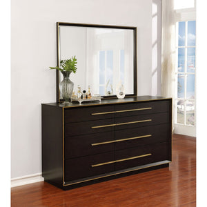 English Elm Prescott Eight Drawer Dresser with Mirror Poplar Birch Build for Modern Bedrooms Smoked Peppercorn B062S02054