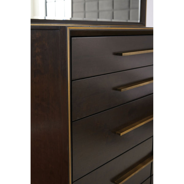English Elm Prescott Eight Drawer Dresser with Mirror Poplar Birch Build for Modern Bedrooms Smoked Peppercorn B062S02054