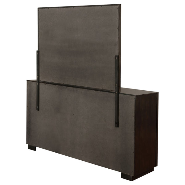 English Elm Prescott Eight Drawer Dresser with Mirror Poplar Birch Build for Modern Bedrooms Smoked Peppercorn B062S02054