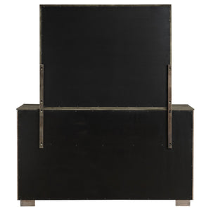 English Elm Prescott Eight Drawer Dresser with Mirror Poplar Birch Build for Modern Bedrooms Taupe Oak B062S02056