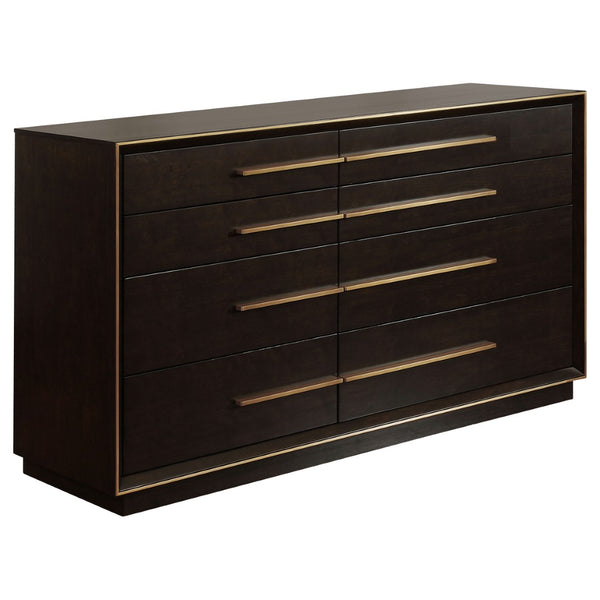 English Elm Prescott Queen Bedroom Set Velvet Tufted Headboard Dark Finish with Gold Hardware B062S02058