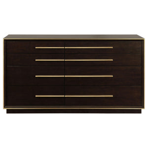 English Elm Prescott Eastern King Bedroom Set Velvet Tufted Headboard Gold Hardware Dark Wood Smoked Peppercorn B062S02059