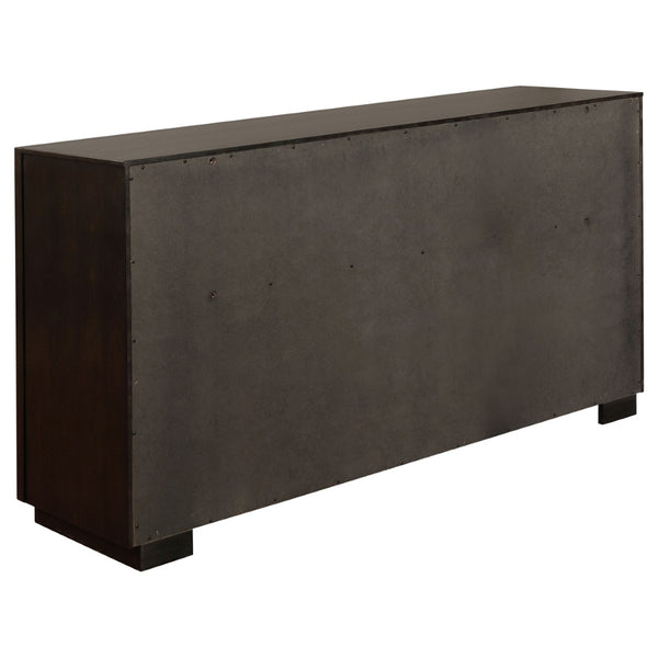 English Elm Prescott Eastern King Bedroom Set Velvet Tufted Headboard Gold Hardware Dark Wood Smoked Peppercorn B062S02059
