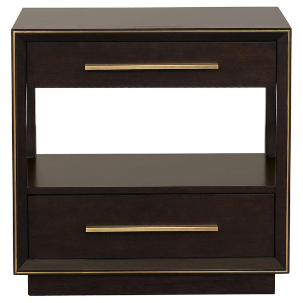 English Elm Prescott Eastern King Bedroom Set Velvet Tufted Headboard Gold Hardware Dark Wood Smoked Peppercorn B062S02059