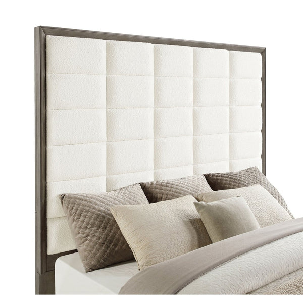 English Elm Prescott Eastern King Bedroom Set Velvet Tufted Headboard Gold Hardware Dark Wood Taupe Oak B062S02061