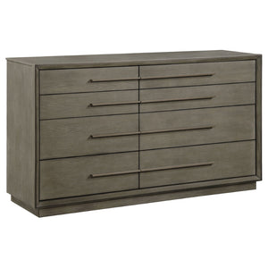English Elm Prescott Eastern King Bedroom Set Velvet Tufted Headboard Gold Hardware Dark Wood Taupe Oak B062S02061