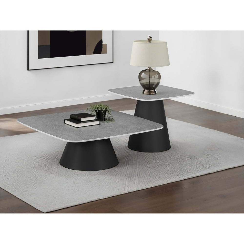 English Elm Duncan Nesting Coffee Table Set Concrete Look Matte Black Bases Modern Living Room B062S02062