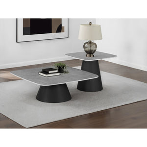 English Elm Duncan Nesting Coffee Table Set Concrete Look Matte Black Bases Modern Living Room B062S02062