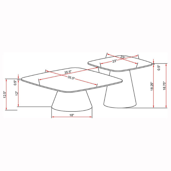 English Elm Duncan Nesting Coffee Table Set Concrete Look Matte Black Bases Modern Living Room B062S02062