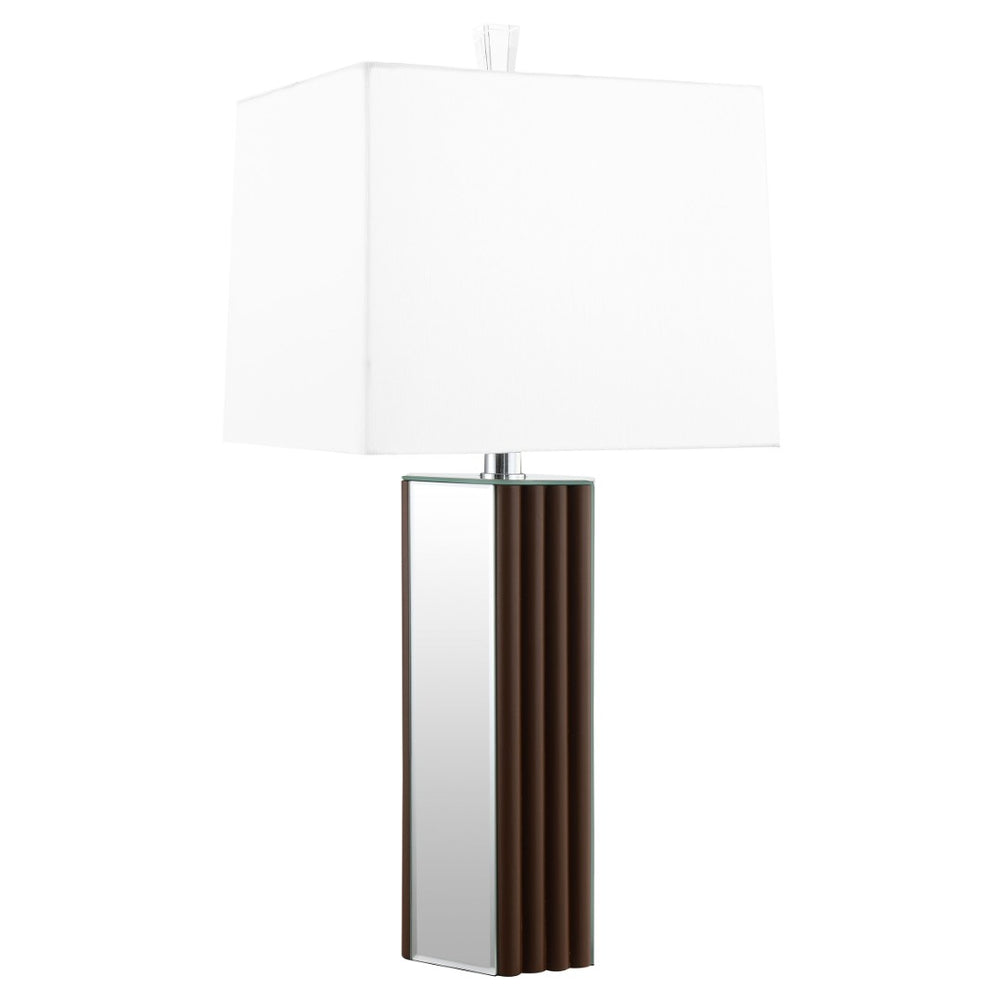 English Elm Echolls Mirrored Panel Table Lamp with Scallop Relief Base and Fabric Shade B062S02063