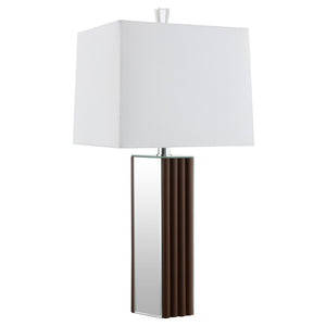 English Elm Echolls Mirrored Panel Table Lamp with Scallop Relief Base and Fabric Shade B062S02063