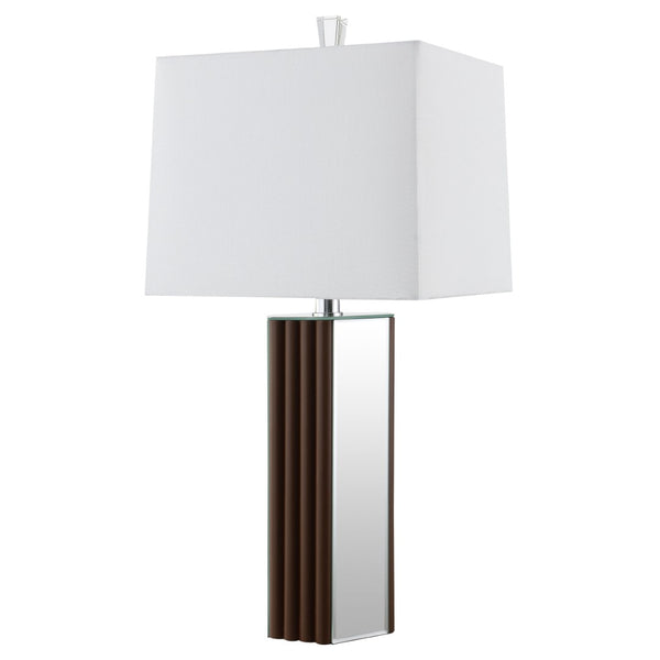 English Elm Echolls Mirrored Panel Table Lamp with Scallop Relief Base and Fabric Shade B062S02063