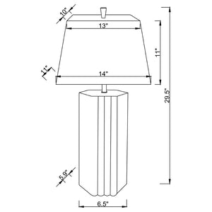 English Elm Echolls Mirrored Panel Table Lamp with Scallop Relief Base and Fabric Shade B062S02063