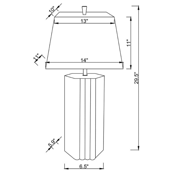 English Elm Echolls Mirrored Panel Table Lamp with Scallop Relief Base and Fabric Shade B062S02063