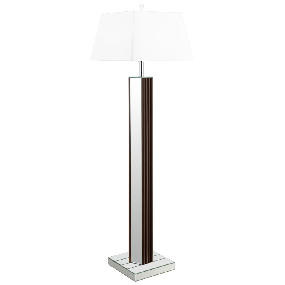 English Elm Echolls Mirrored Panel Floor Lamp with Fabric Shade for Living Room Ambiance B062S02064