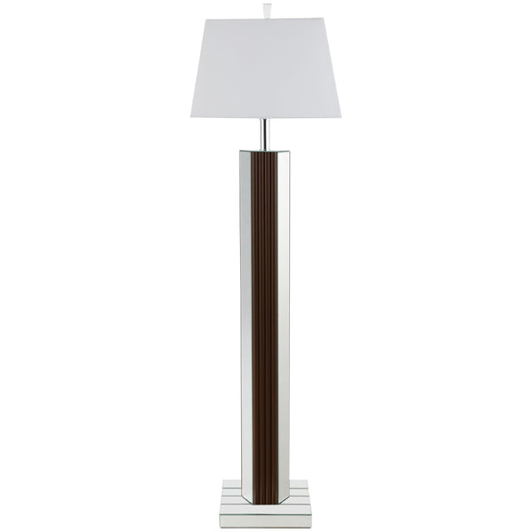 English Elm Echolls Mirrored Panel Floor Lamp with Fabric Shade for Living Room Ambiance B062S02064
