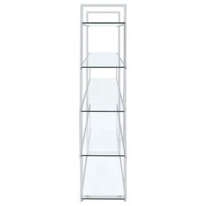 English Elm Harison Five Tier Tempered Glass Bookcase with Polished Chrome Frame for Modern Spaces B062S02067
