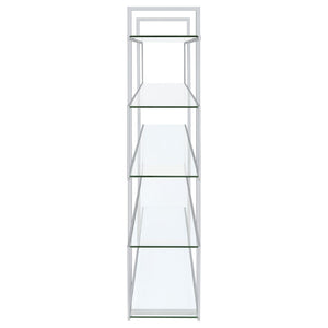 English Elm Harison Five Tier Tempered Glass Bookcase with Polished Chrome Frame for Modern Spaces B062S02067