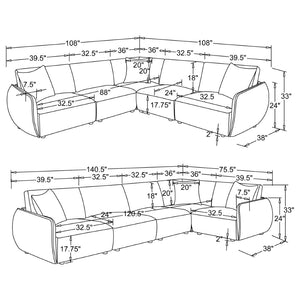 English Elm Logan Five Piece Chenille Modular Sectional for Open Concept Contemporary Living Rooms B062S02068