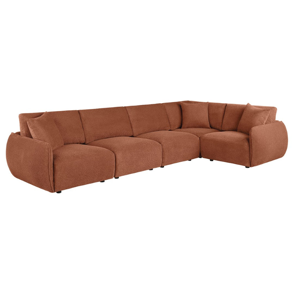 English Elm Logan Five Piece Chenille Modular Sectional for Open Concept Contemporary Living Rooms B062S02068