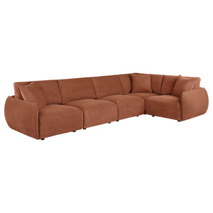 English Elm Logan Five Piece Chenille Modular Sectional for Open Concept Contemporary Living Rooms B062S02068