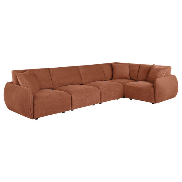 English Elm Logan Five Piece Chenille Modular Sectional for Open Concept Contemporary Living Rooms B062S02068