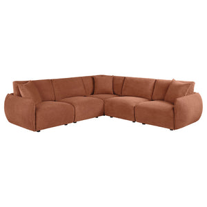 English Elm Logan Five Piece Chenille Modular Sectional for Open Concept Contemporary Living Rooms B062S02068