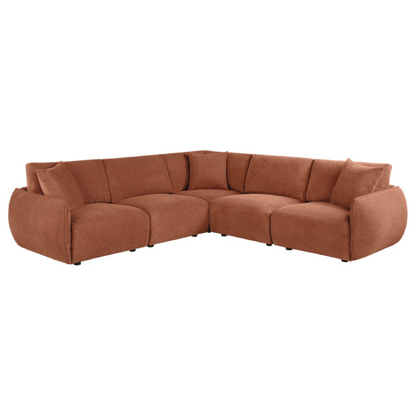 English Elm Logan Five Piece Chenille Modular Sectional for Open Concept Contemporary Living Rooms B062S02068