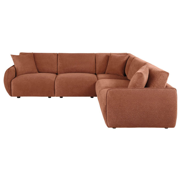 English Elm Logan Five Piece Chenille Modular Sectional for Open Concept Contemporary Living Rooms B062S02068