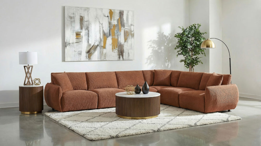 English Elm Logan Six Piece Chenille Modular Sectional for Spacious Living Room Comfort B062S02069