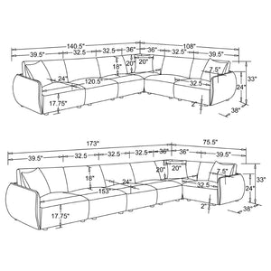 English Elm Logan Six Piece Chenille Modular Sectional for Spacious Living Room Comfort B062S02069