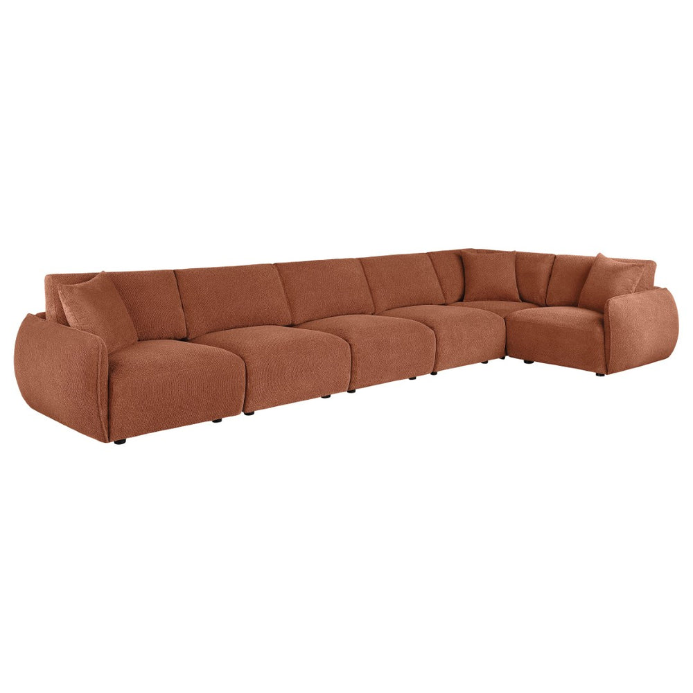 English Elm Logan Six Piece Chenille Modular Sectional for Spacious Living Room Comfort B062S02069