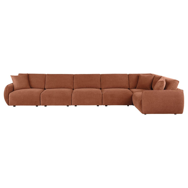 English Elm Logan Six Piece Chenille Modular Sectional for Spacious Living Room Comfort B062S02069