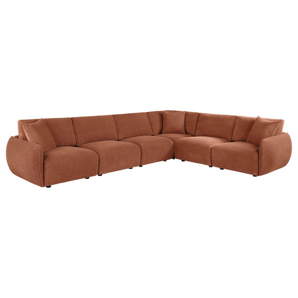 English Elm Logan Six Piece Chenille Modular Sectional for Spacious Living Room Comfort B062S02069