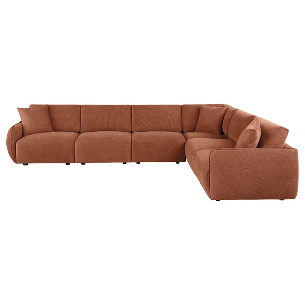 English Elm Logan Six Piece Chenille Modular Sectional for Spacious Living Room Comfort B062S02069