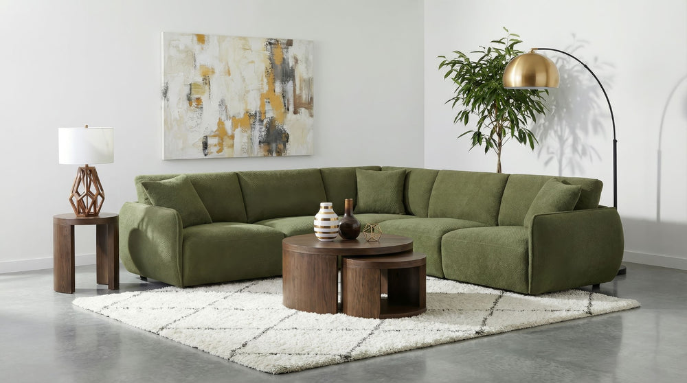 English Elm Logan Five Piece Modular Sectional Chenille Sofa for Contemporary Living Rooms B062S02070