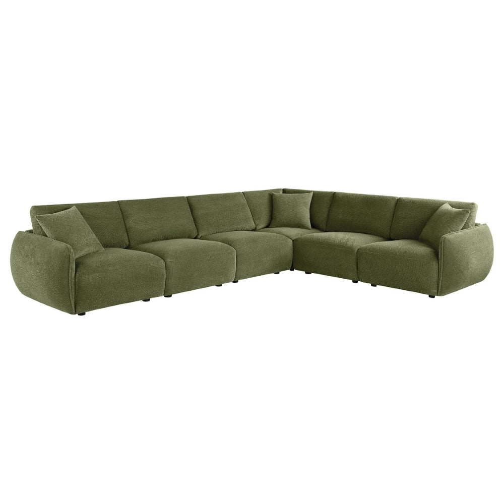 English Elm Logan Chenille Six Piece Modular Sectional Sofa with Plush Foam Seats for Living Rooms B062S02071