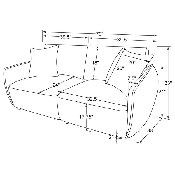English Elm Logan Chenille Modular Loveseat Two Seat Contemporary Sofa with Foam Cushions B062S02074