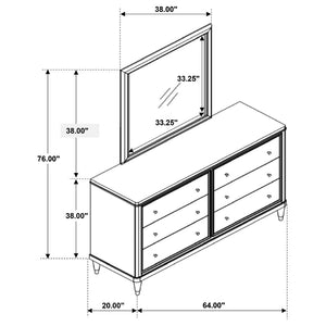 English Elm Navarro Six Drawer Dresser with Beveled Mirror Rich Brown Finish Bedroom Storage B062S02076