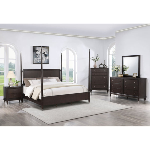 English Elm Navarro Six Drawer Dresser with Beveled Mirror Rich Brown Finish Bedroom Storage B062S02076