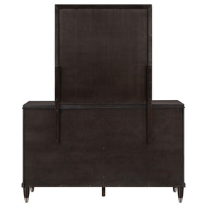 English Elm Navarro Six Drawer Dresser with Beveled Mirror Rich Brown Finish Bedroom Storage B062S02076