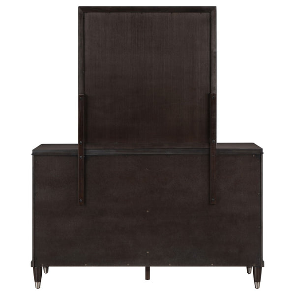 English Elm Navarro Six Drawer Dresser with Beveled Mirror Rich Brown Finish Bedroom Storage B062S02076