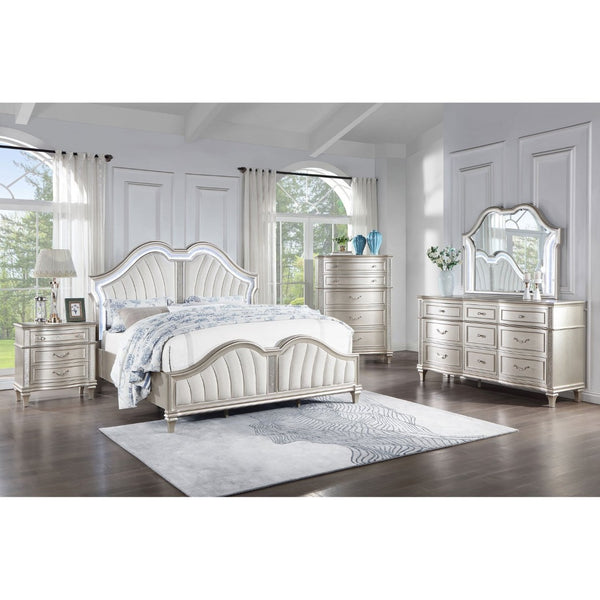 English Elm Colwood Nine Drawer Dresser with Beveled Mirror Silver Oak Glam Bedroom Storage B062S02077
