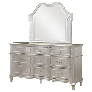 English Elm Colwood Nine Drawer Dresser with Beveled Mirror Silver Oak Glam Bedroom Storage B062S02077