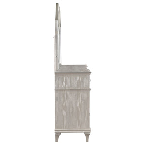 English Elm Colwood Nine Drawer Dresser with Beveled Mirror Silver Oak Glam Bedroom Storage B062S02077