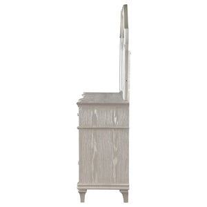 English Elm Colwood Nine Drawer Dresser with Beveled Mirror Silver Oak Glam Bedroom Storage B062S02077