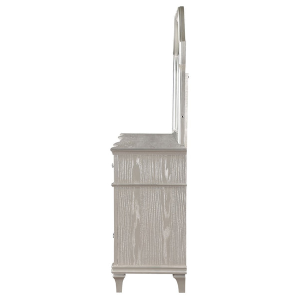 English Elm Colwood Nine Drawer Dresser with Beveled Mirror Silver Oak Glam Bedroom Storage B062S02077